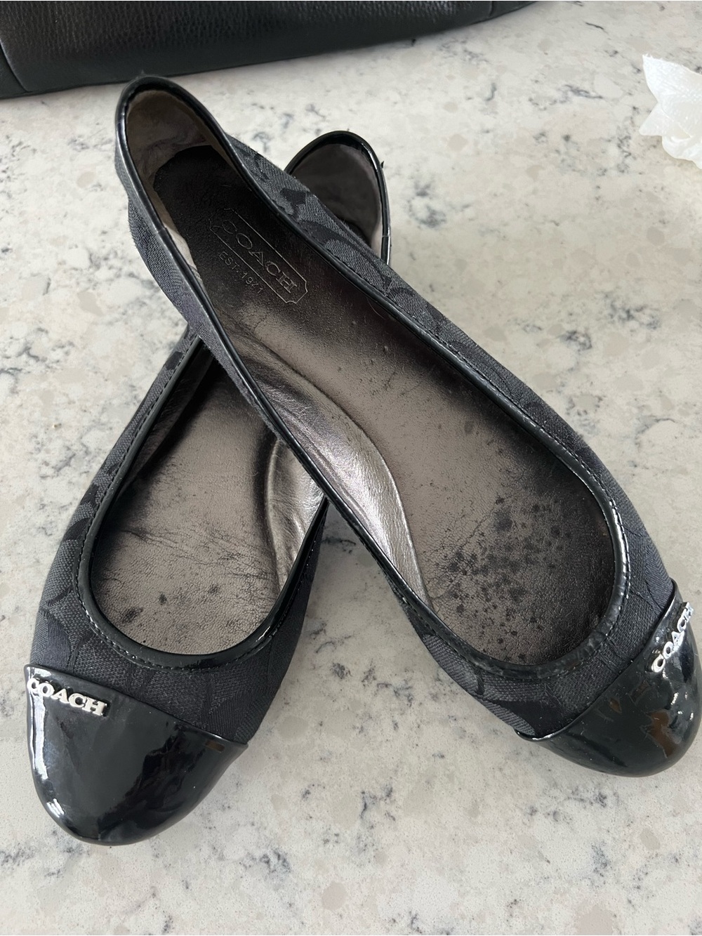 Coach Black Signature Cap-Toe Ballet Flats - Women's Size 8.5